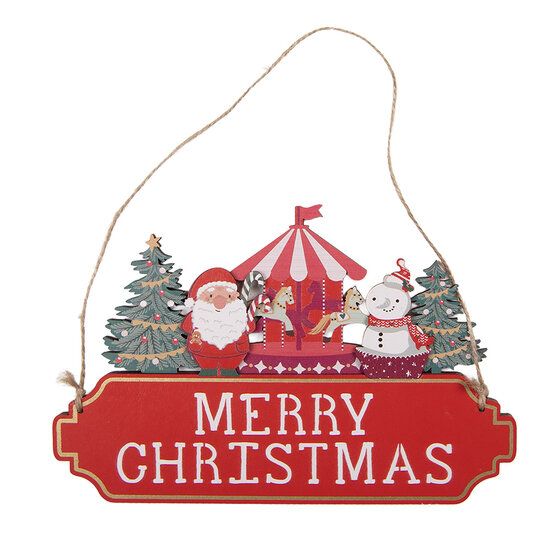 Clayre &amp; Eef | Decoratie hanger Kerst Rood Groen 21x1x14 cm | 66577