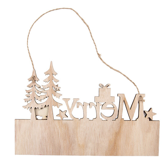 Clayre &amp; Eef | Decoratie hanger Kerst Beige Rood 22x1x14 cm | 66578