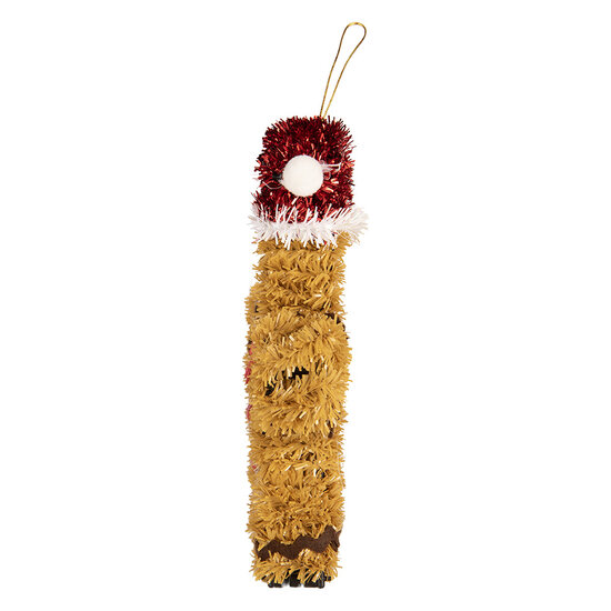 Clayre &amp; Eef | Decoratie Hanger Peperkoekpop Bruin Rood 12x3x16 cm | 66600