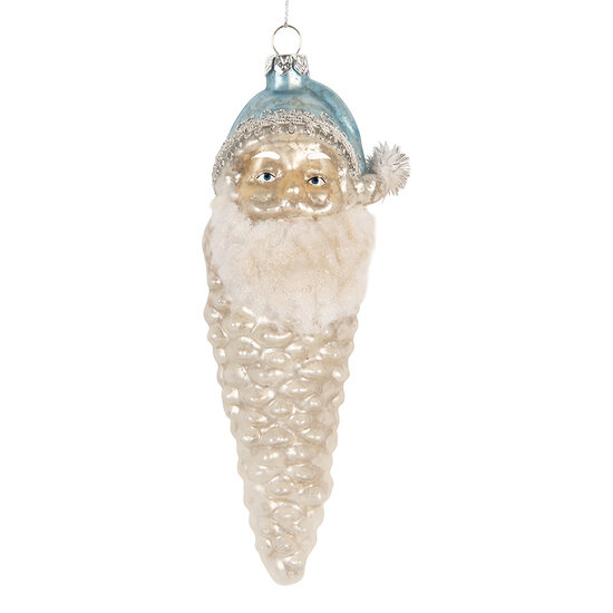 Clayre &amp; Eef | Kersthanger Zilverkleurig Wit &oslash; 6x16 cm | 6GL5404