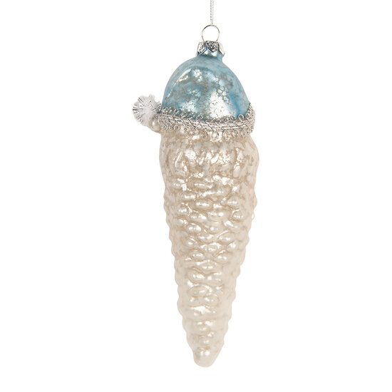 Clayre &amp; Eef | Kersthanger Zilverkleurig Wit &oslash; 6x16 cm | 6GL5404