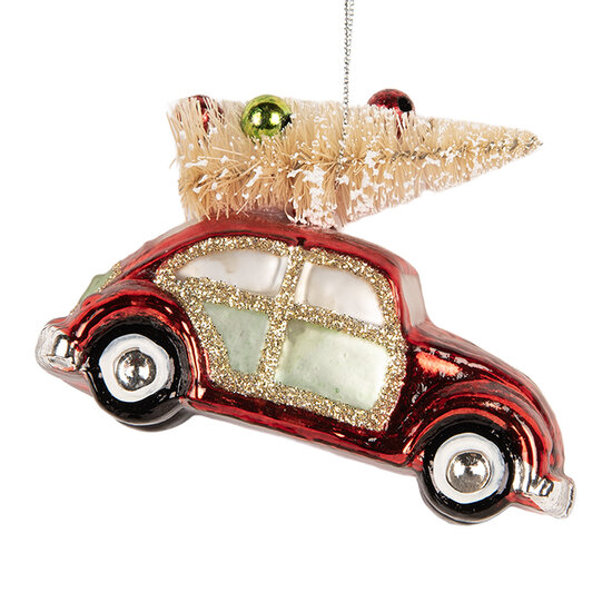Clayre &amp; Eef | Kersthanger Rood Goudkleurig 8x4x6 cm | 6GL5419