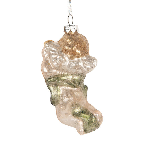 Clayre &amp; Eef | Kersthanger Zilverkleurig Groen 5x3x10 cm | 6GL5421