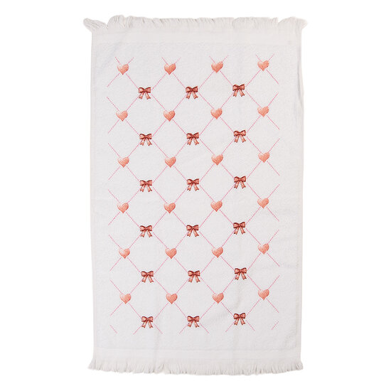 Clayre &amp; Eef | Gastendoekje Wit Oranje 40x66 cm | CT037