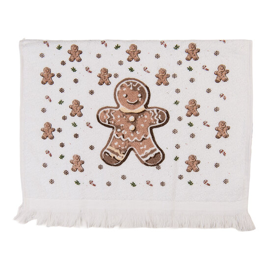 Clayre &amp; Eef | Gastendoekje Wit Bruin 40x66 cm | CTCGM