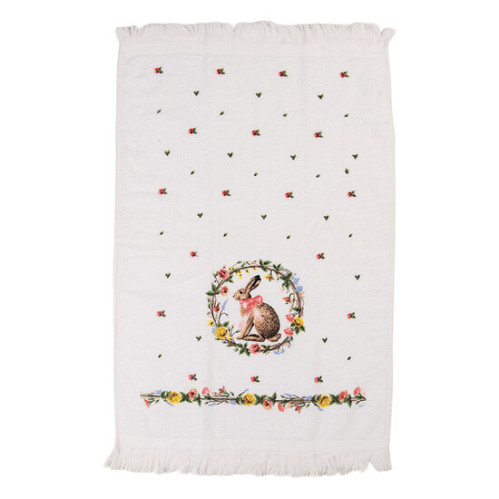 Clayre &amp; Eef | Gastendoekje Wit Bruin 40x66 cm | CTEWC