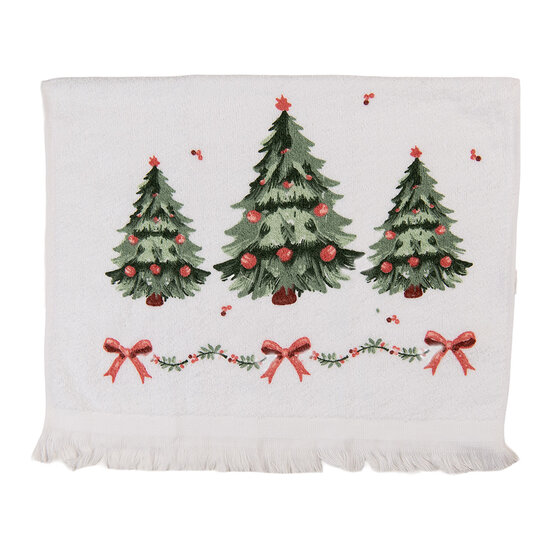 Clayre &amp; Eef | Gastendoekje Wit Groen 40x66 cm | CTTCH