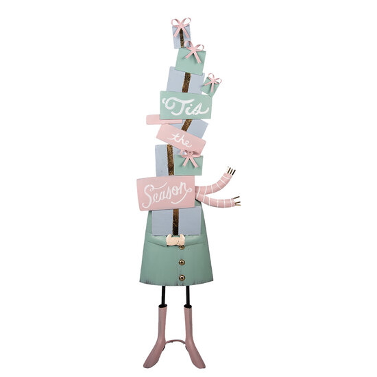 Clayre &amp; Eef | Kerstdecoratie Groen Roze 28x14x90 cm | 5Y1444