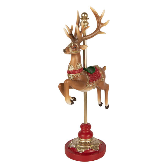 Clayre &amp; Eef | Decoratie Rendier Bruin Rood 18x10x35 cm | 6PR6267