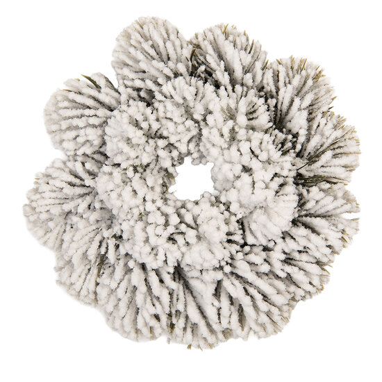 Clayre &amp; Eef | Kerstdecoratie Krans Groen Wit &oslash; 26x6 cm | 66677