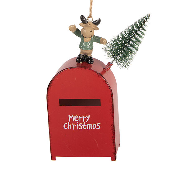 Clayre &amp; Eef | Decoratie hanger Brievenbus Rood Groen 6x3x14 cm | 66748