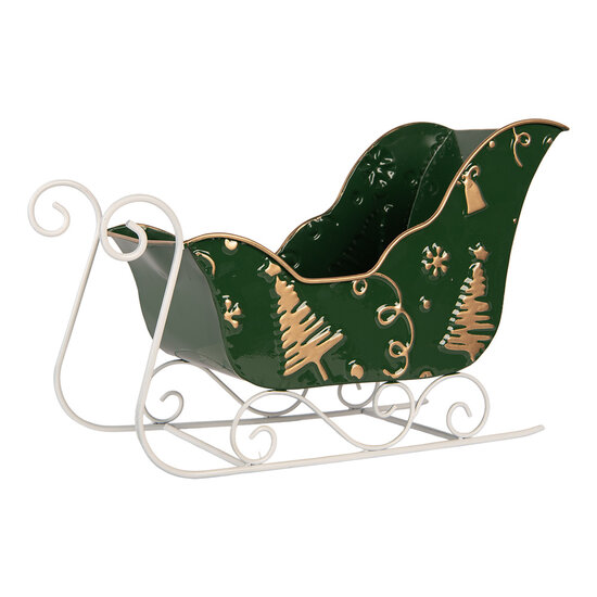Clayre &amp; Eef | Kerstdecoratie Slee Groen Goudkleurig 35x15x23 cm | 6Y6011
