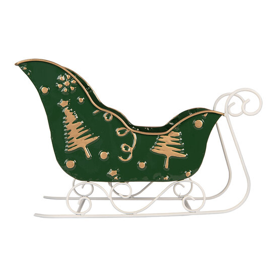 Clayre &amp; Eef | Kerstdecoratie Slee Groen Goudkleurig 35x15x23 cm | 6Y6011