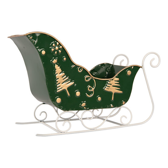 Clayre &amp; Eef | Kerstdecoratie Slee Groen Goudkleurig 35x15x23 cm | 6Y6011