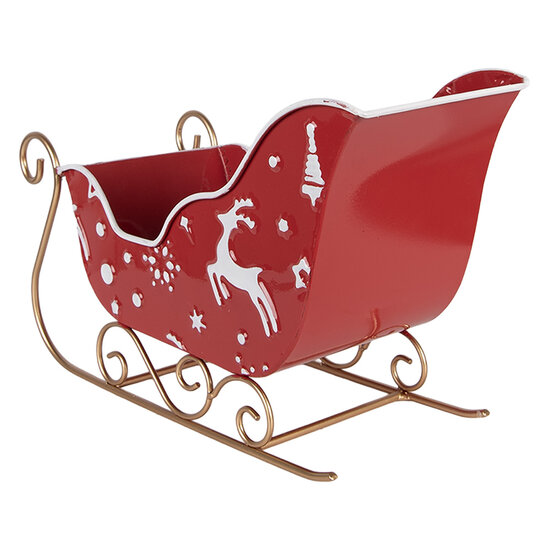 Clayre &amp; Eef | Kerstdecoratie Slee Rood Wit 29x13x19 cm | 6Y6012