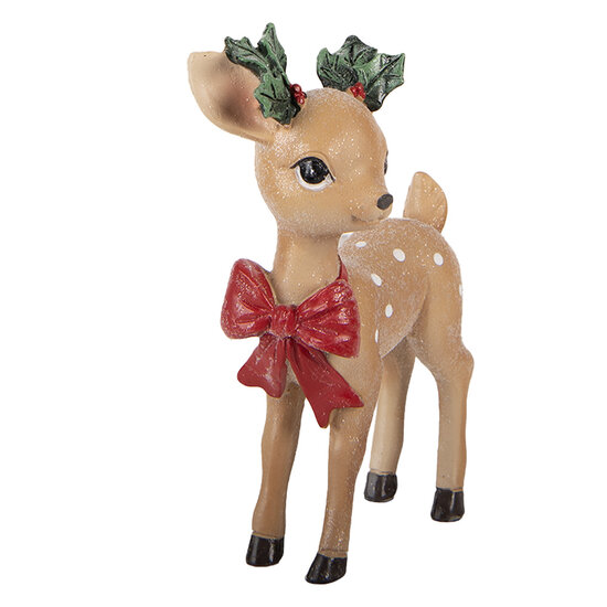 Clayre &amp; Eef | Decoratie Rendier Bruin Rood 9x5x14 cm | 6PR6270