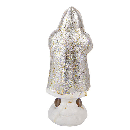 Clayre &amp; Eef | Kerstdecoratie Kerstman Zilverkleurig Wit 7x7x16 cm | 6PR6336