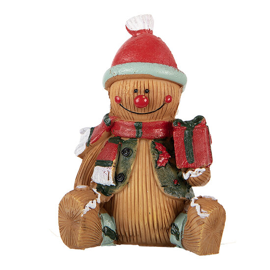 Clayre &amp; Eef | Decoratie peperkoekpop Bruin Rood 7x5x9 cm | 6PR6340