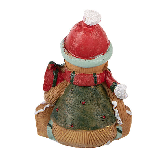 Clayre &amp; Eef | Decoratie peperkoekpop Bruin Rood 7x5x9 cm | 6PR6340