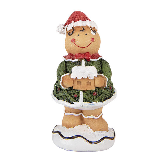 Clayre &amp; Eef | Decoratie peperkoekpop Bruin Groen 9x8x16 cm | 6PR6436