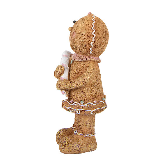 Clayre &amp; Eef | Decoratie peperkoekpop Bruin Wit 8x7x16 cm | 6PR6438