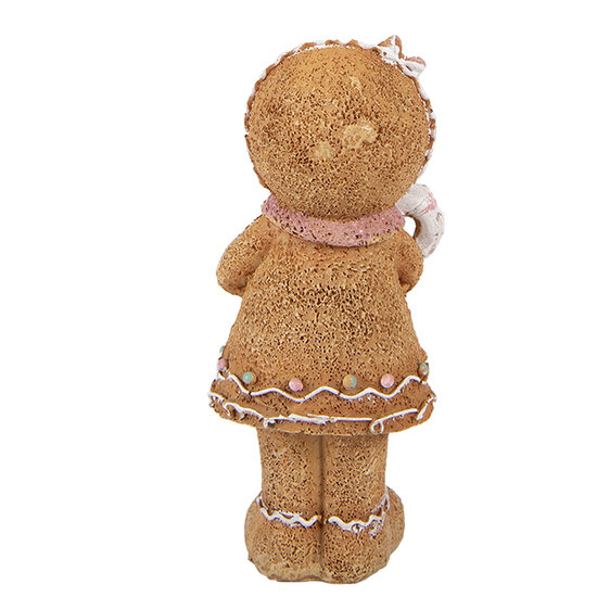 Clayre &amp; Eef | Decoratie peperkoekpop Bruin Wit 8x7x16 cm | 6PR6438