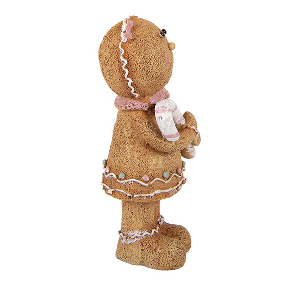 Clayre &amp; Eef | Decoratie peperkoekpop Bruin Wit 8x7x16 cm | 6PR6438