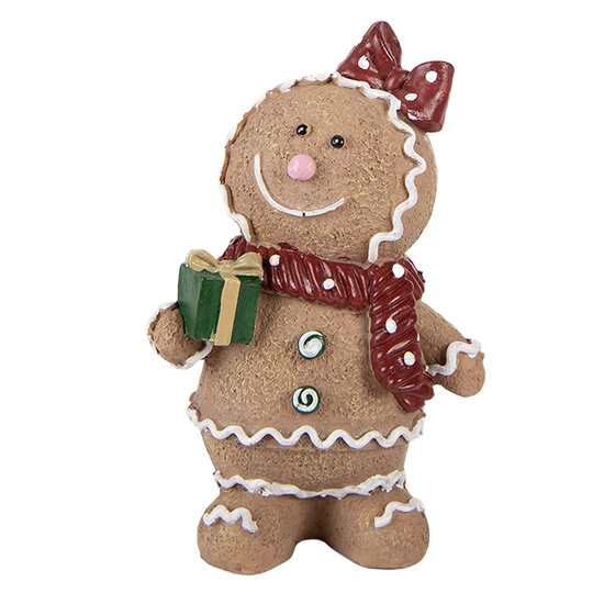 Clayre &amp; Eef | Decoratie peperkoekpop Bruin Rood 10x7x16 cm | 6PR6439
