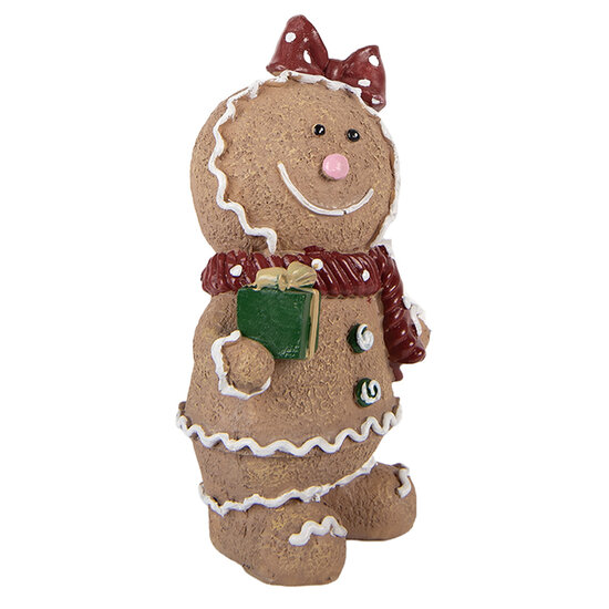 Clayre &amp; Eef | Decoratie peperkoekpop Bruin Rood 10x7x16 cm | 6PR6439