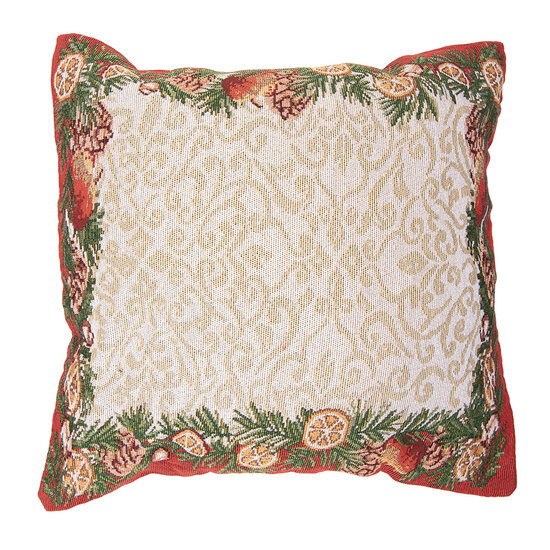 Clayre &amp; Eef | Kussen gevuld Beige Rood 45x45x4 cm | KG023.165