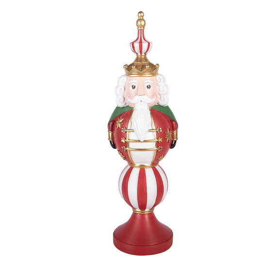 Clayre &amp; Eef | Kerstdecoratie Notenkraker met LED Rood Wit 17x16x57 cm / 3xAA | 5PR0231