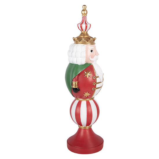 Clayre &amp; Eef | Kerstdecoratie Notenkraker met LED Rood Wit 17x16x57 cm / 3xAA | 5PR0231