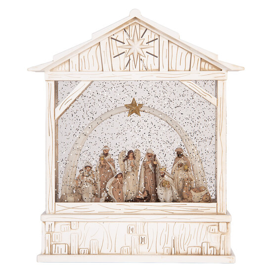 Clayre &amp; Eef | Muziekdoos met LED Wit Bruin 22x7x25 cm / 3xAA | 6PR6190