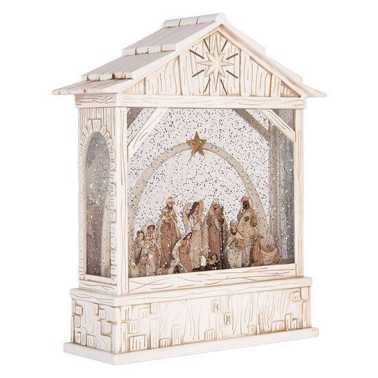 Clayre &amp; Eef | Muziekdoos met LED Wit Bruin 22x7x25 cm / 3xAA | 6PR6190