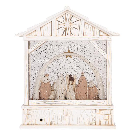 Clayre &amp; Eef | Muziekdoos met LED Wit Bruin 22x7x25 cm / 3xAA | 6PR6190