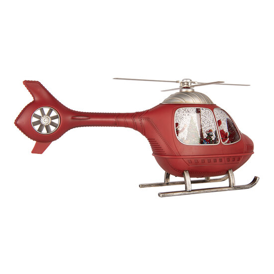 Clayre &amp; Eef | Muziekdoos Helicopter met LED Rood Zilverkleurig 47x11x22 cm / 3xC | 6PR6195