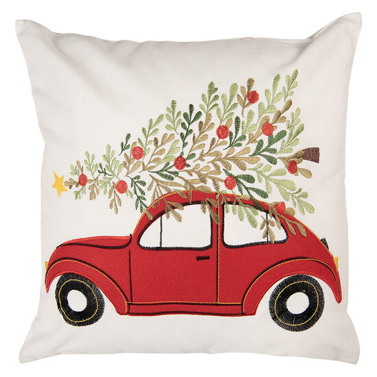 Clayre &amp; Eef | Kussen gevuld Wit Rood 44x44x4 cm | KG023.159