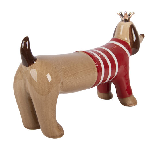 Clayre &amp; Eef | Decoratie hond Bruin Rood 15x5x9 cm | 6CE2451