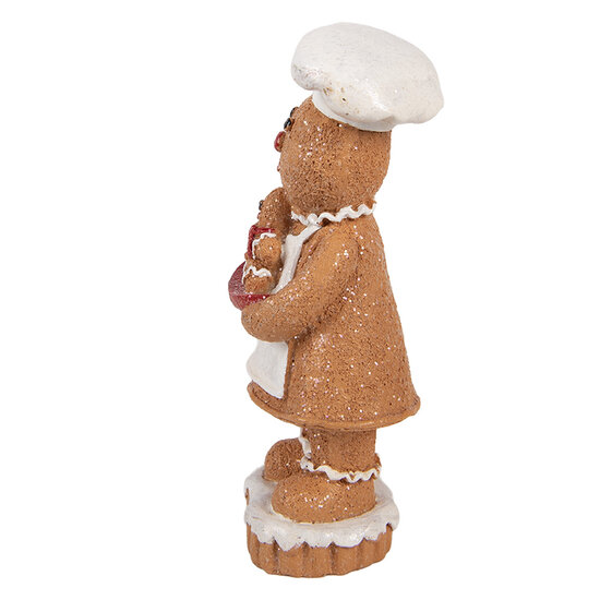 Clayre &amp; Eef | Decoratie peperkoekpop Bruin Wit 7x6x15 cm | 6PR6302