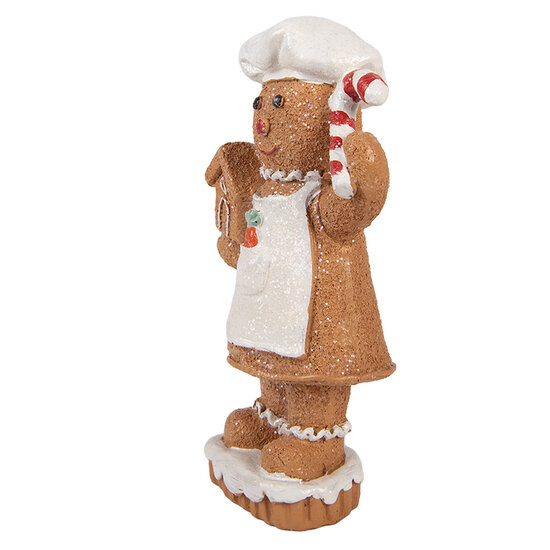 Clayre &amp; Eef | Decoratie peperkoekpop Bruin Wit 8x5x15 cm | 6PR6303