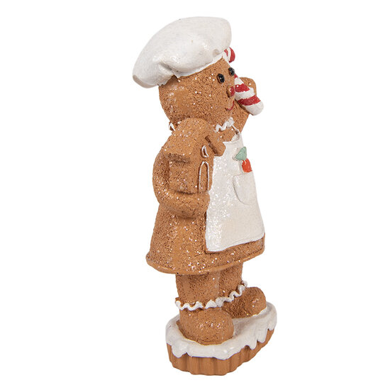 Clayre &amp; Eef | Decoratie peperkoekpop Bruin Wit 8x5x15 cm | 6PR6303