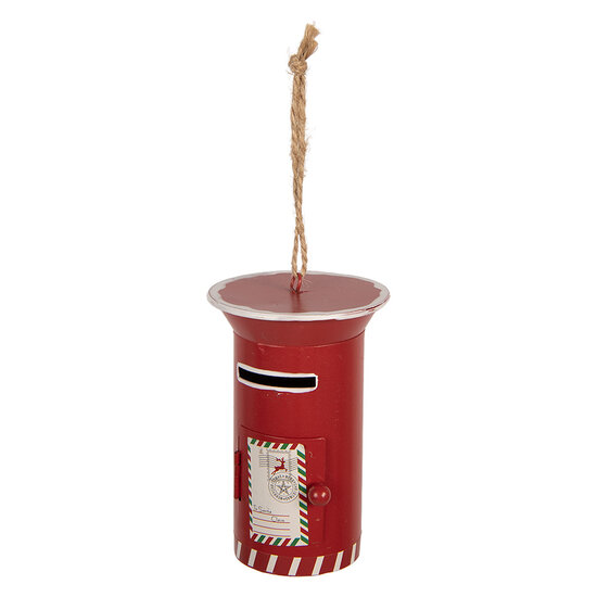 Clayre &amp; Eef | Decoratie hanger Brievenbus Rood Wit &Oslash; 7x11 cm | 6Y6065