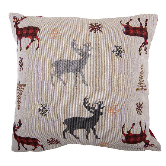 Clayre &amp; Eef | Kussen gevuld Beige Rood 44x44x4 cm | KG023.147