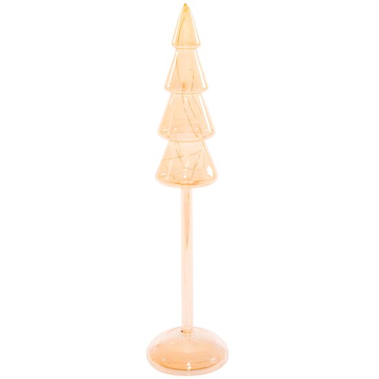 Dekoratief | Deco boom op voet, goud/transparant, glas, LED, 39cm | A269023
