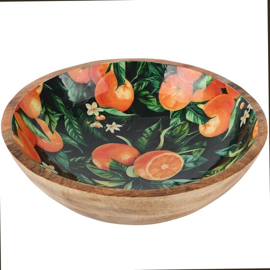 Dekoratief | Bowl 'Orangina', naturel, hout/enamel, 25x25x8cm | A268080