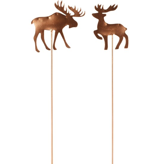 Dekoratief | Tuinprikker eland, brons, metaal, 10x1x32cm, set van 2 stuks | A268064