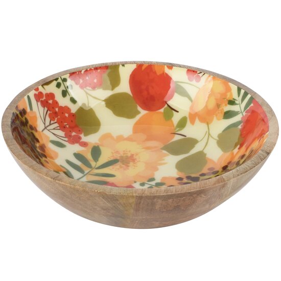Dekoratief | Bowl 'Indian Summer', naturel, hout/enamel, 25x25x7cm | A268057