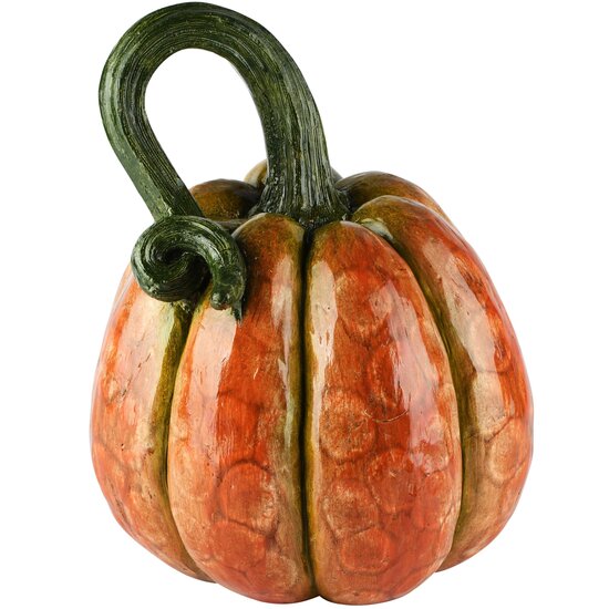 Dekoratief | Deco pompoen, oranje/groen, magnesium, 28x28x35cm | A265027