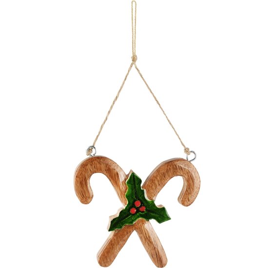 Dekoratief | Hanger zuurstokken, naturel/groen, hout, 11x1x10cm | A268029