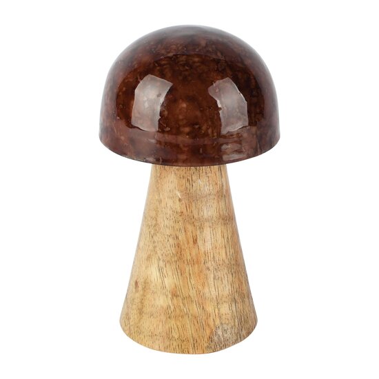 Dekoratief | Paddenstoel 'Chestnut', hout/enamel, 8x8x13cm | A268010